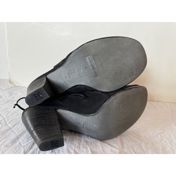 Paul Green Women's Black Bootie Sandal US Sz 7.5/8 Peep Toe Block Heel Zip - Picture 9 of 11